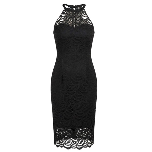 Kenna Lace Sheath Dress Designer By Lilly Pulitzer In Onyx Scalloped Fan Lace, Size: M ESTIMATED