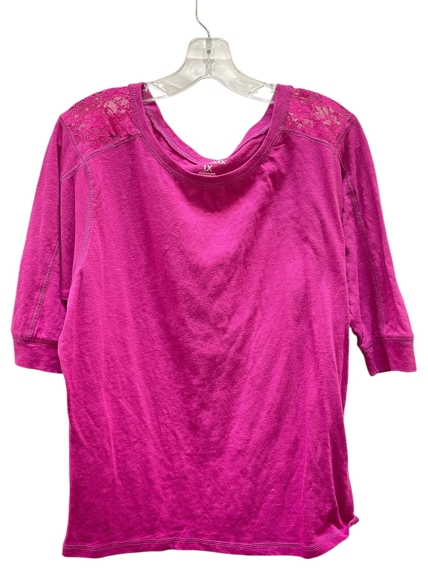Top 3/4 Sleeve By Mix And Co In Pink, Size: 1x
