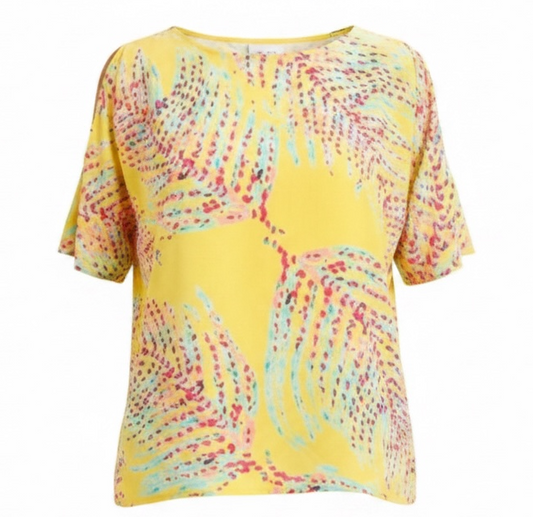 Trace Silk Top Sleeveless Designer By Lilly Pulitzer In Starfruit Yellow Lush, Size: S