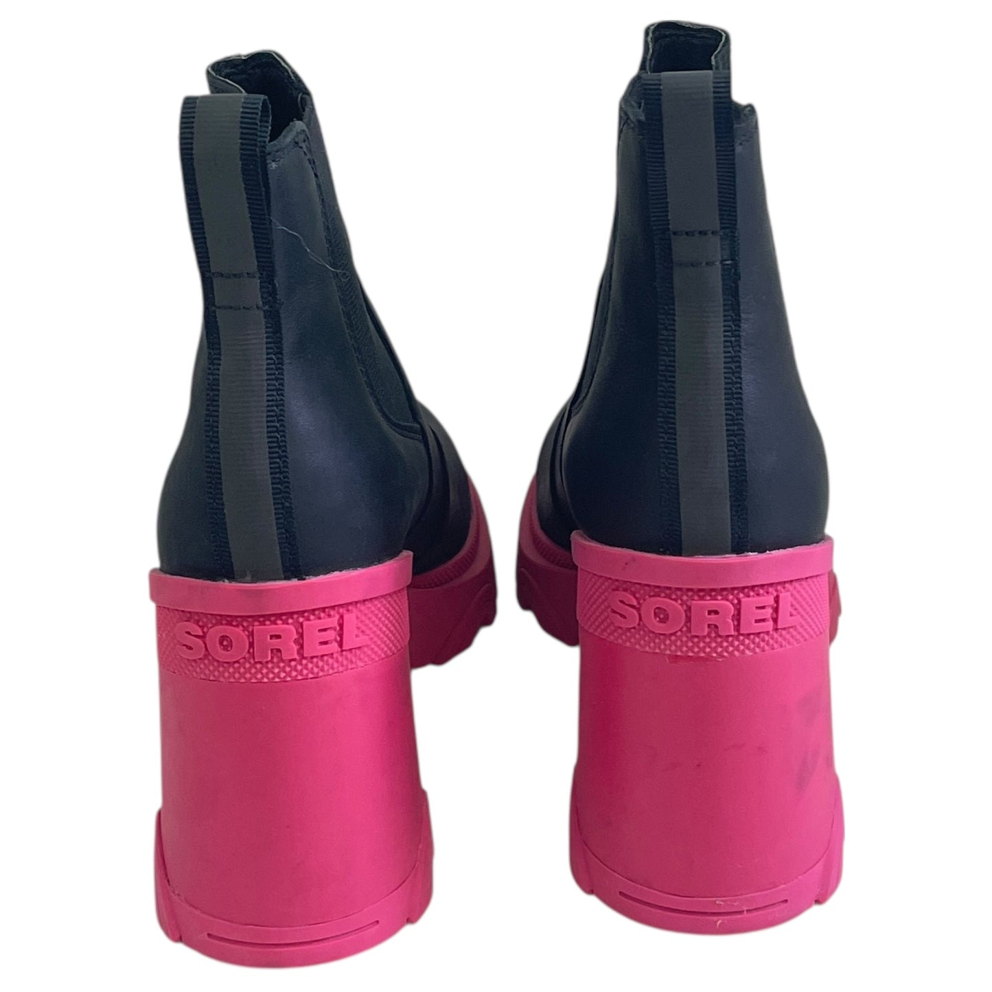 Boots Ankle Heels By Sorel In Black & Pink, Size:7.5