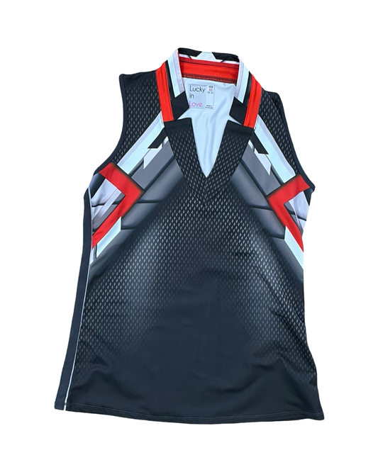 Top Sleeveless By Lucky In Love In Grey & Red, Size:Xs