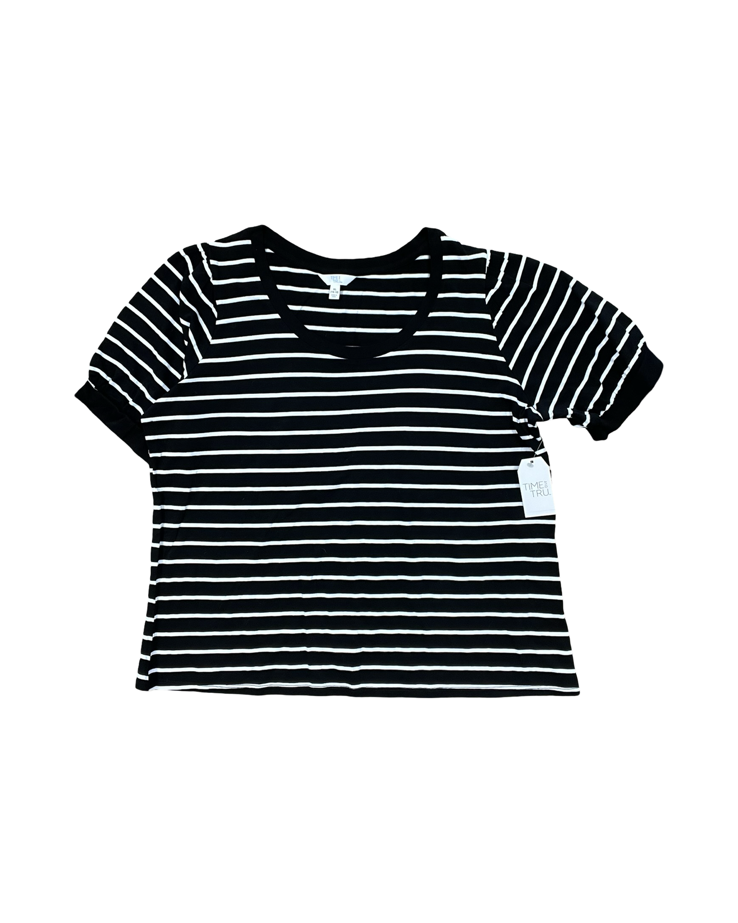 Top Ss By Time And Tru In Black & White, Size:Xl