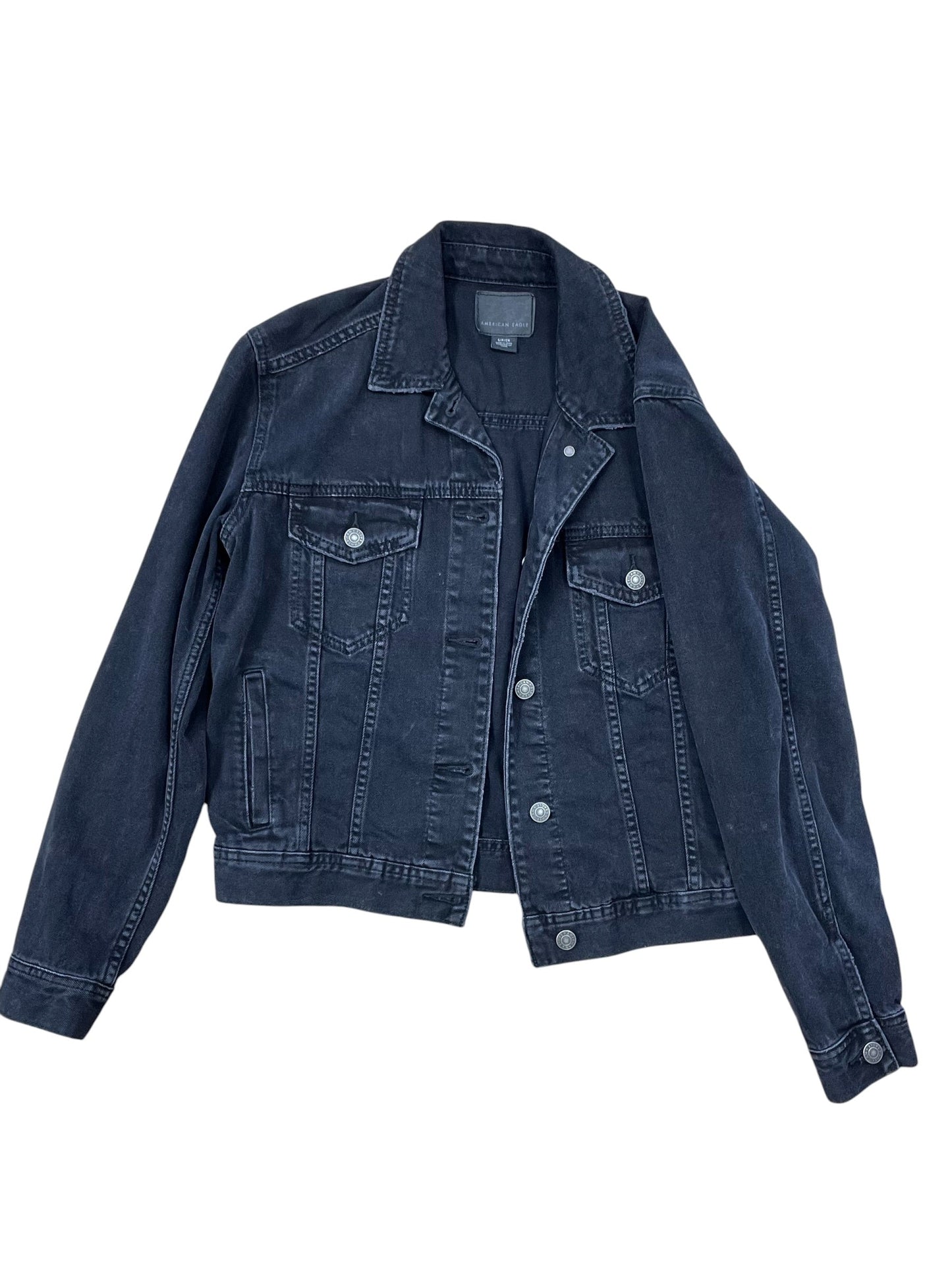 Jacket Denim By American Eagle In Black, Size:S
