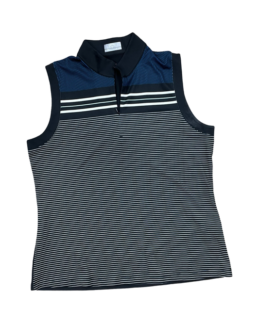 Top Sleeveless By Callaway In Black & White, Size:L