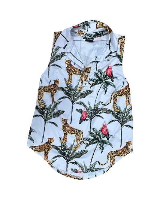 Top Sleeveless By Clothes Mentor In Green & White, Size:L
