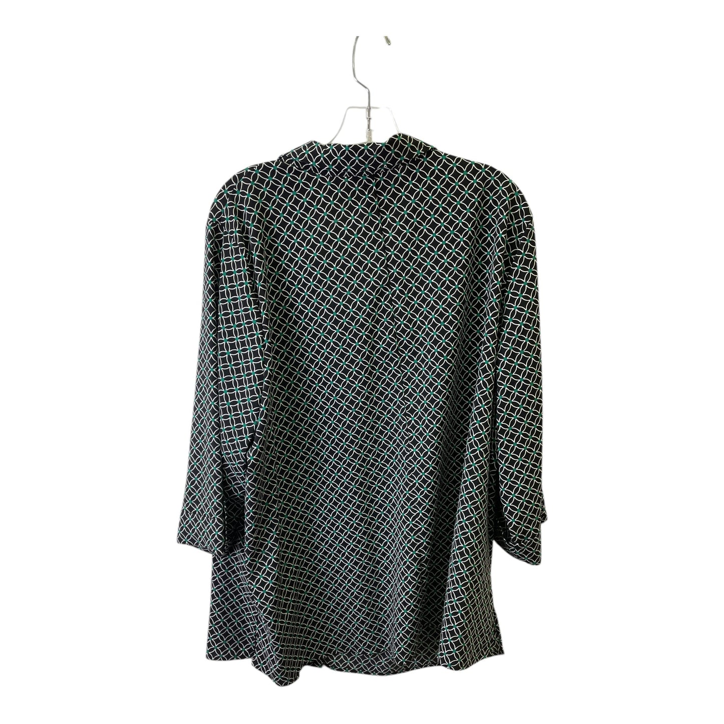 Top 3/4 Sleeve By Catherines In Black & Green, Size:2X