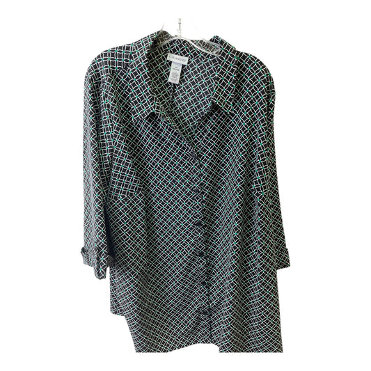 Top 3/4 Sleeve By Catherines In Black & Green, Size:2X