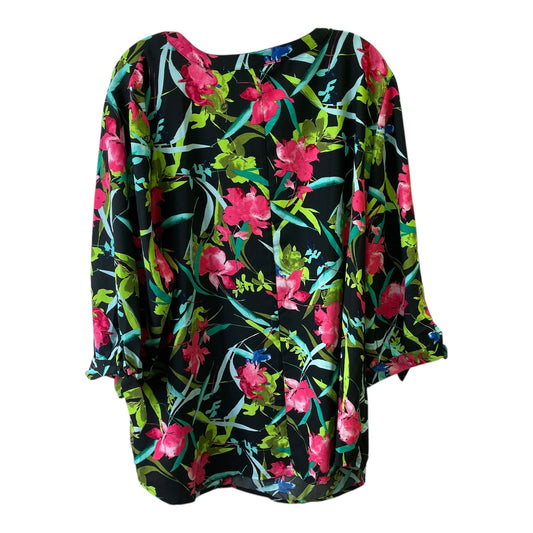 Top 3/4 Sleeve By Catherines In Black, Size:2X