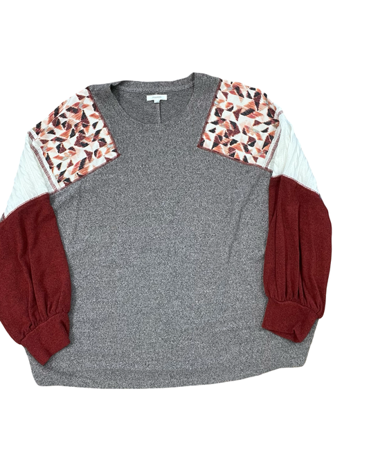 Top Ls By Maurices In Grey & Red, Size:Xl
