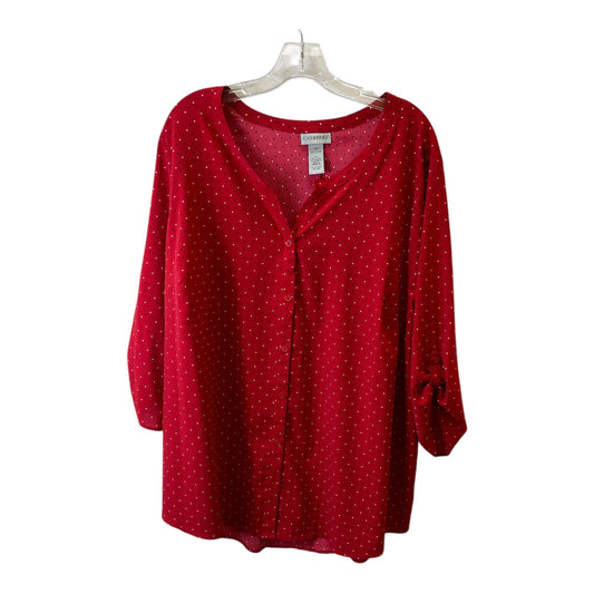 Top 3/4 Sleeve By Catherines In Red, Size:2X