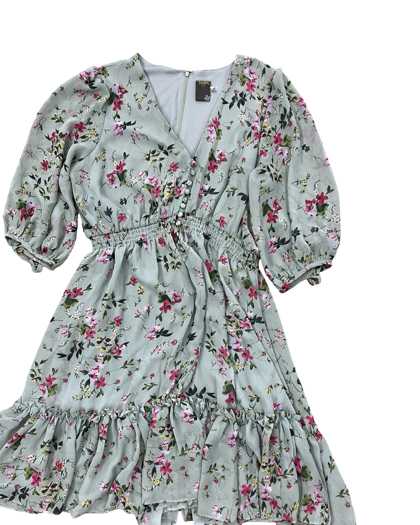 Dress Party Midi By Taylor In Green, Size:Xl