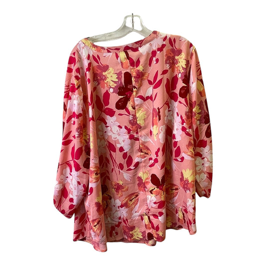 Top 3/4 Sleeve By Catherines In Pink & Red, Size:2X