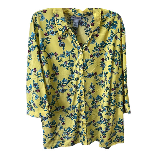 Top 3/4 Sleeve By Catherines In Yellow, Size:2X
