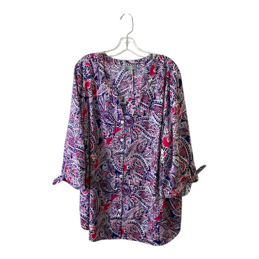 Top 3/4 Sleeve By Catherines In Purple, Size:2X