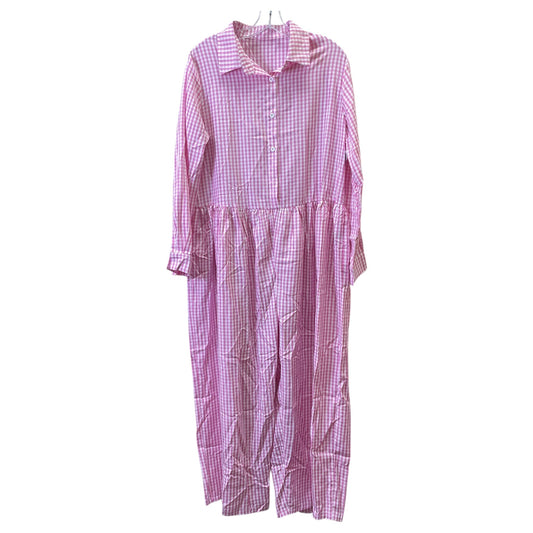 Jumpsuit By SHEIN In Pink & White, Size:Xl
