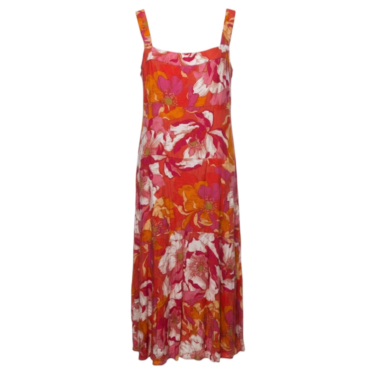 Printed Tiered Maxi Dress By Vince Camuto In Radiant Orange & Pink, Size: XLP