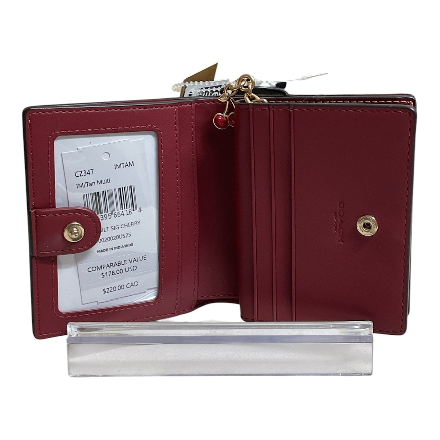 Wallet Designer By Coach In Brown & Red, Size:Small