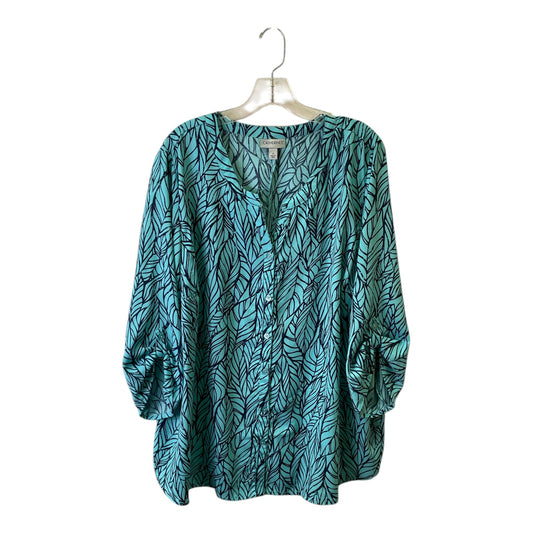 Top 3/4 Sleeve By Catherines In Aqua, Size:2X
