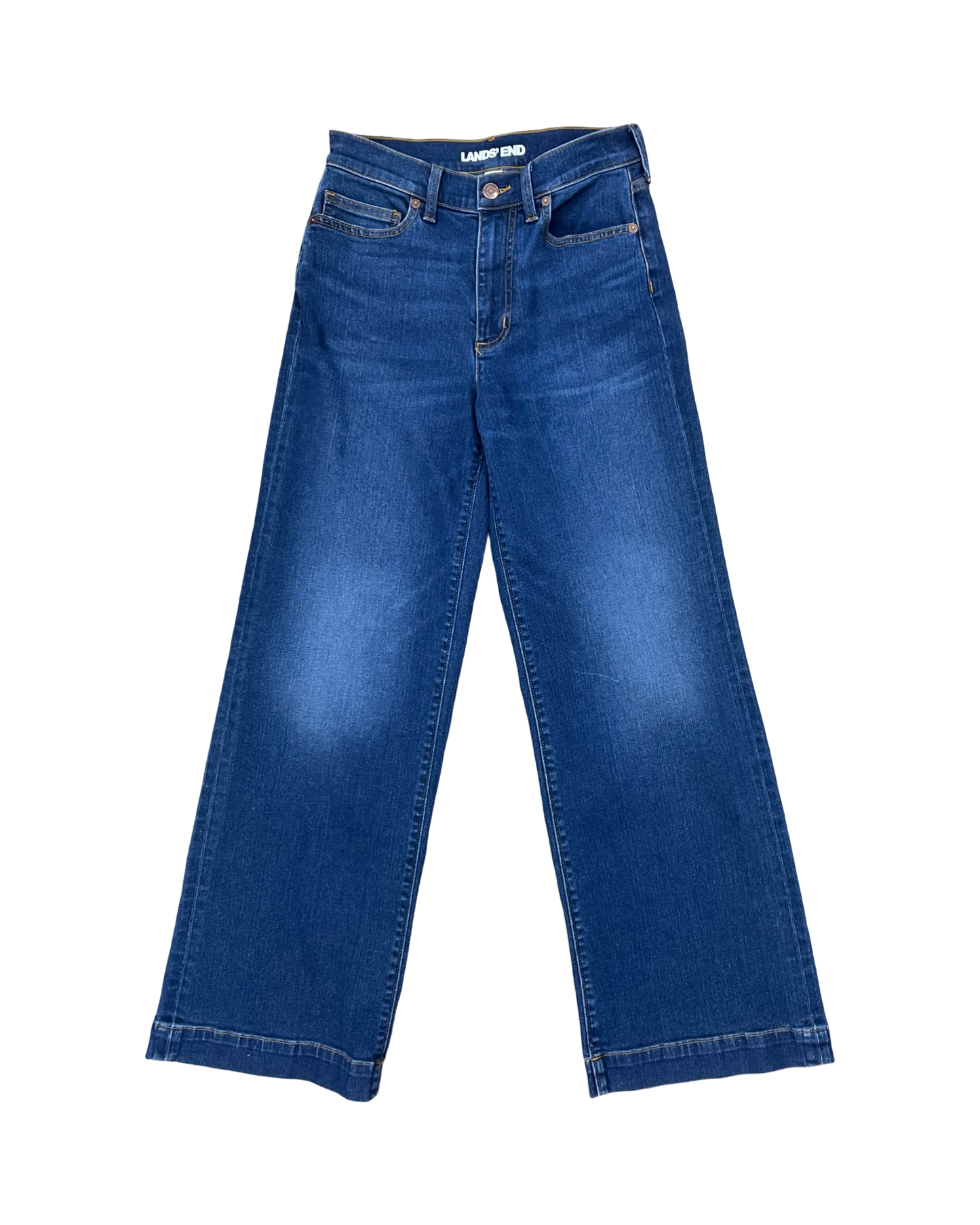 Jeans Wide Leg By Lands End In Blue Denim, Size:24