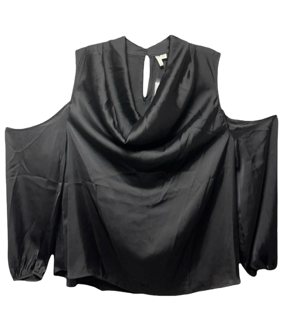 Cowl Neck Cold Shoulder Blouse By Cato In Black, Size: XL