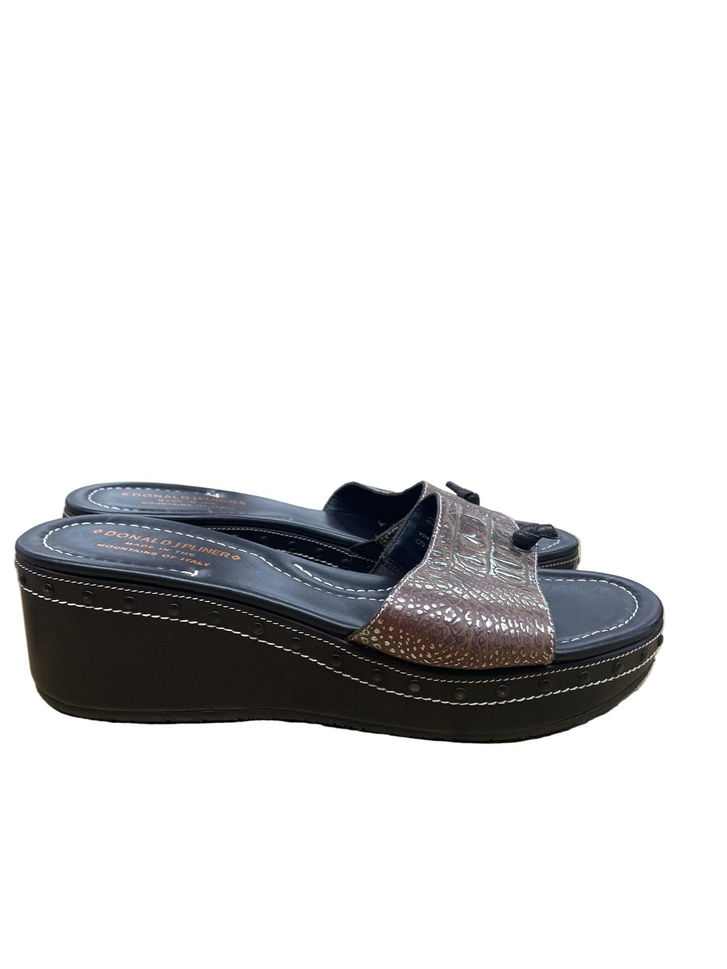 Sandals Heels Platform By Donald Pliner In Snakeskin Print, Size:9.5