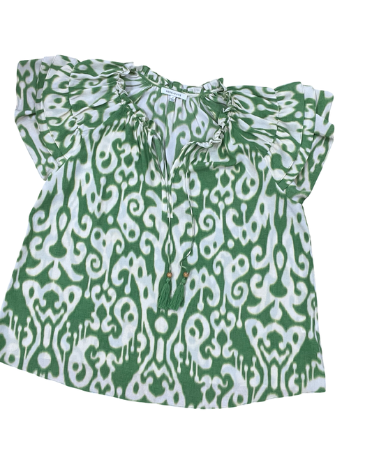 Top Ss By Rose And Olive In Cream & Green, Size:1X