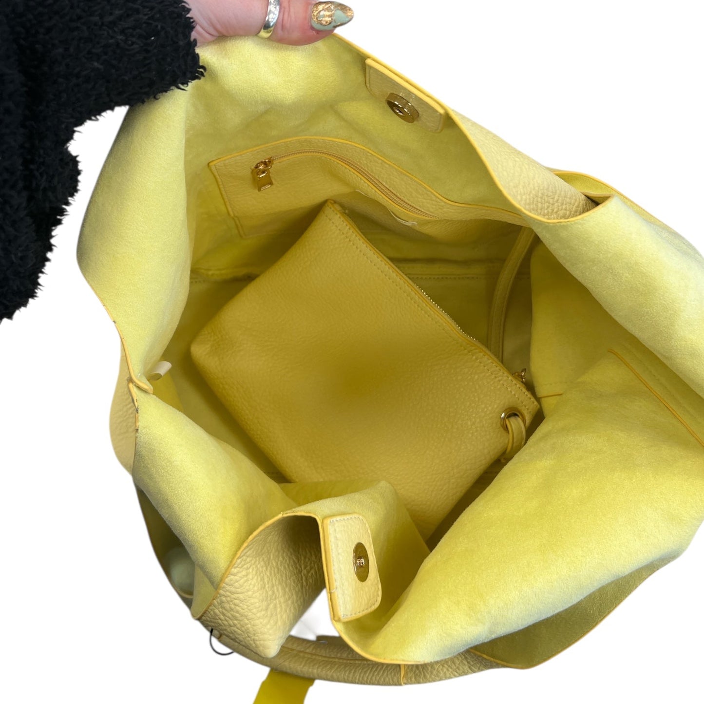 Handbag Leather By Anthropologie In Yellow, Size:Large