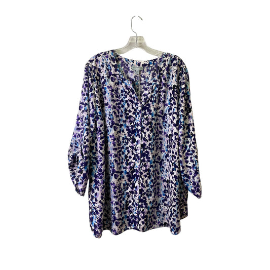 Top 3/4 Sleeve By Catherines In Purple, Size:2X
