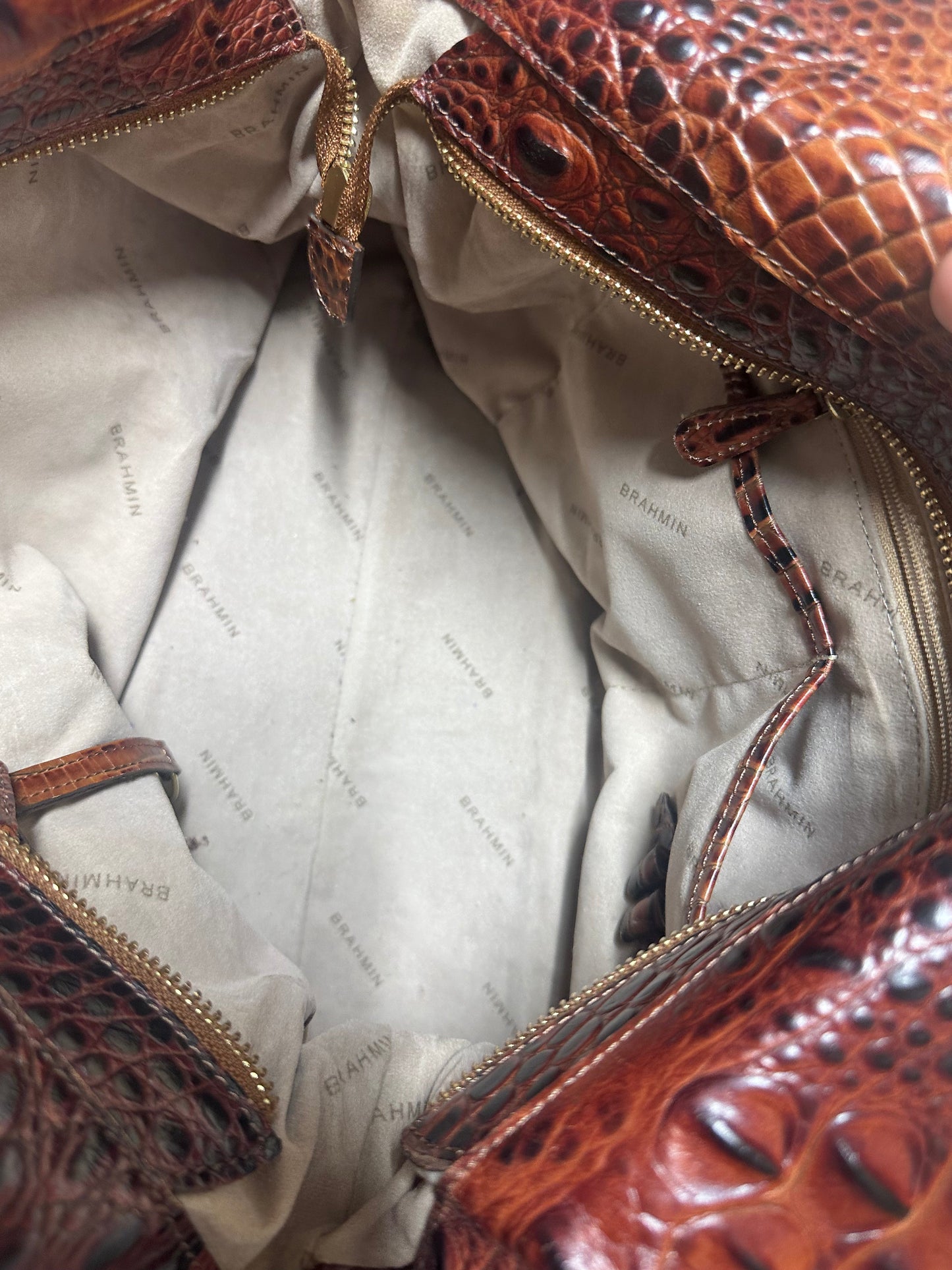 Handbag Designer By Brahmin In Brown, Size:Large