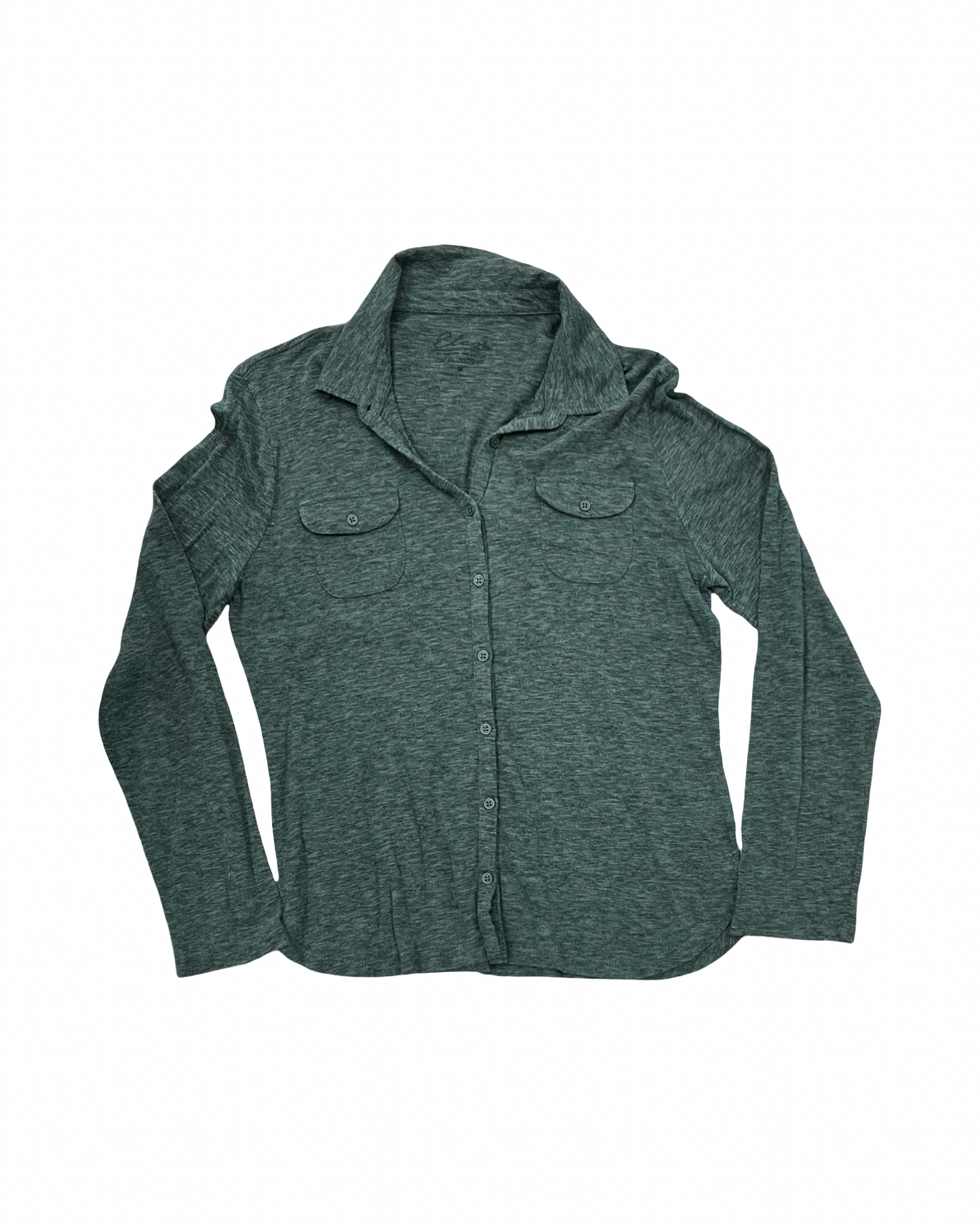 Blouse Ls By Elan In Green, Size:M
