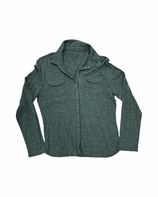 Blouse Ls By Elan In Green, Size:M