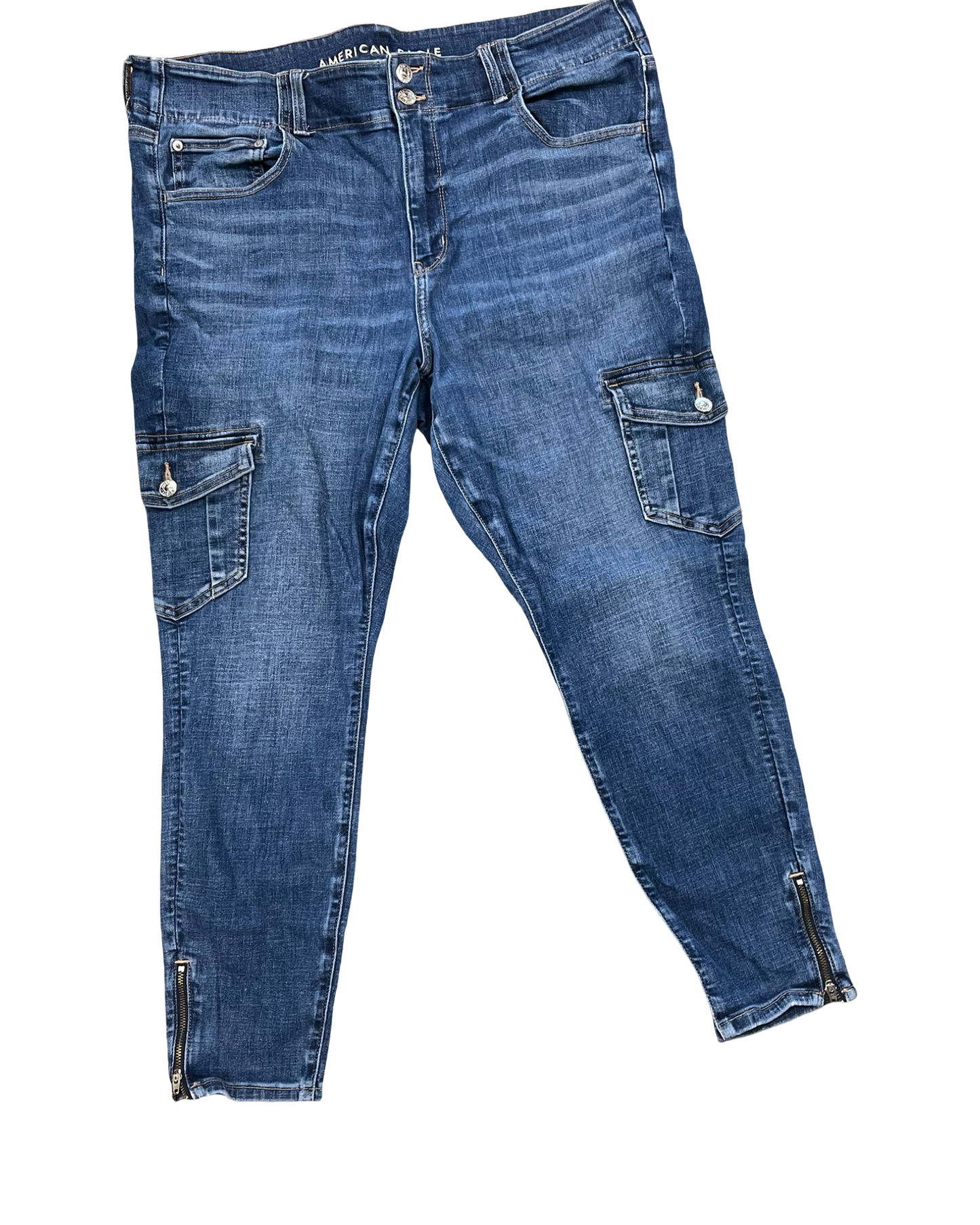 Jeans Skinny By American Eagle In Blue Denim, Size:18