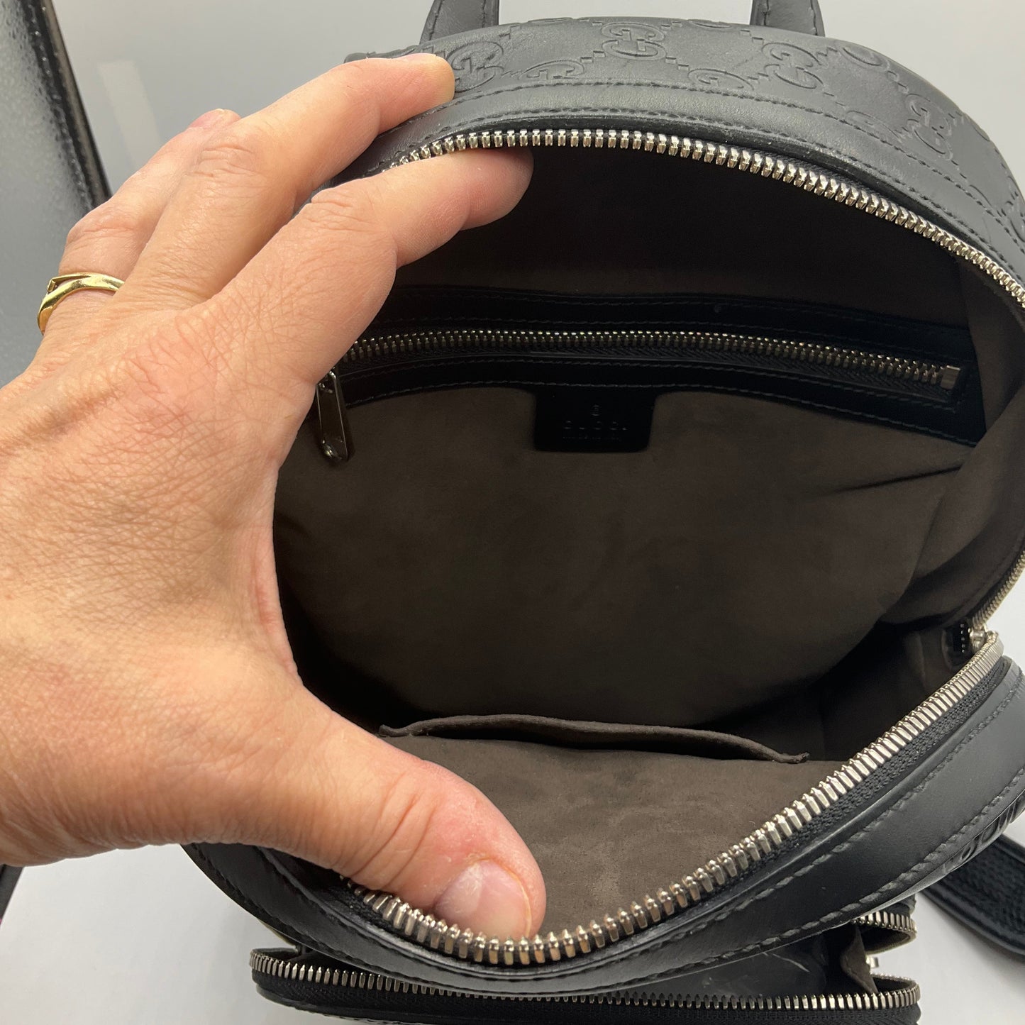 Backpack Luxury Designer By Gucci, Size: Small
