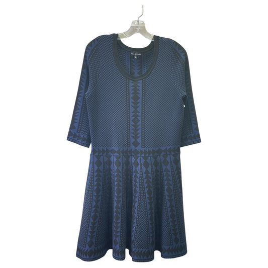 Dress Sweater By Nina Leonard In Black & Blue, Size:Xl