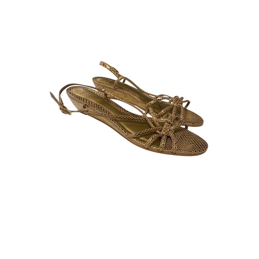 Sandals Heels Wedge By Alex Marie In Gold, Size:8.5