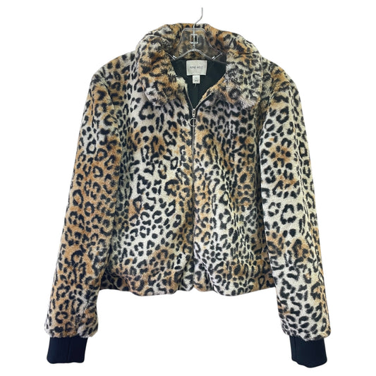Jacket Faux Fur & Sherpa By Nine West In Animal Print, Size:M