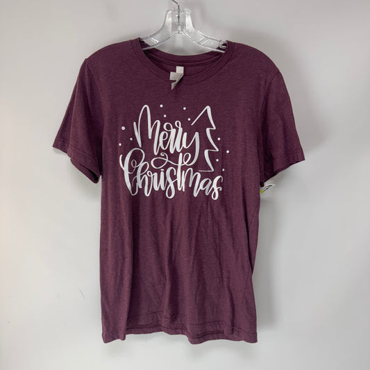 Top Short Sleeve By Bella + Canvas In Purple & White, Size: M