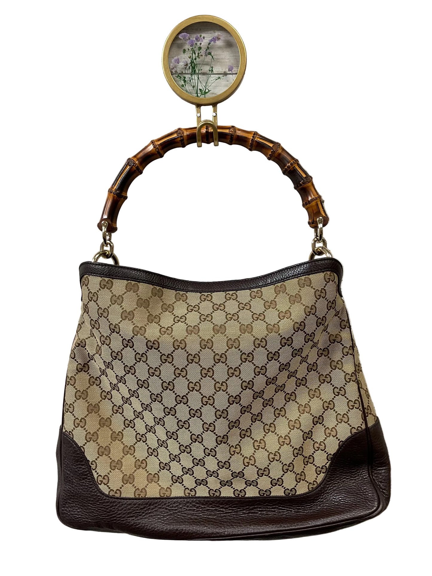 Handbag Luxury Designer By Gucci In Brown & Cream, Size:Large