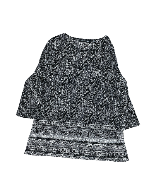 Top 3/4 Sleeve By Clothes Mentor In Black & White, Size:1X