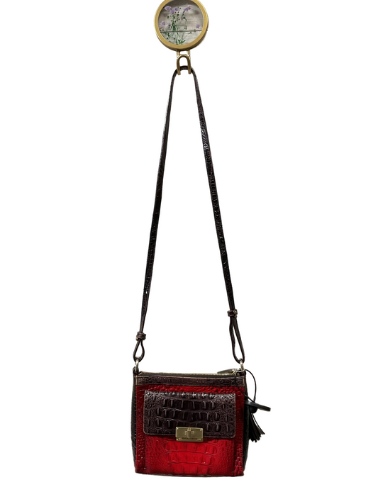 Crossbody Designer By Brahmin In Black & Red, Size:Small