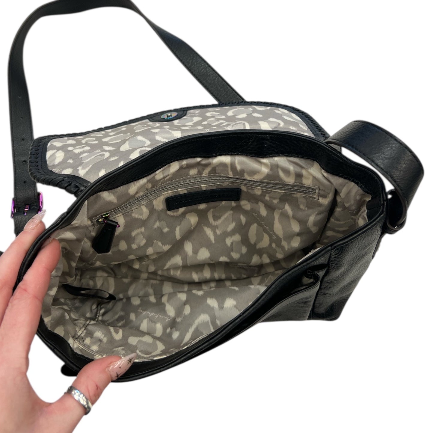 Crossbody Leather By Aimee Kestenberg In Black, Size:Large