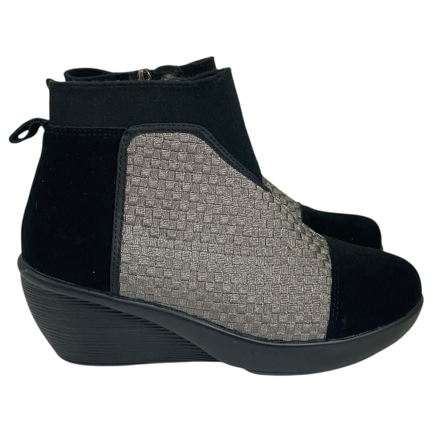 Boots Ankle Heels By Bernie Mev In Black & Grey, Size:7