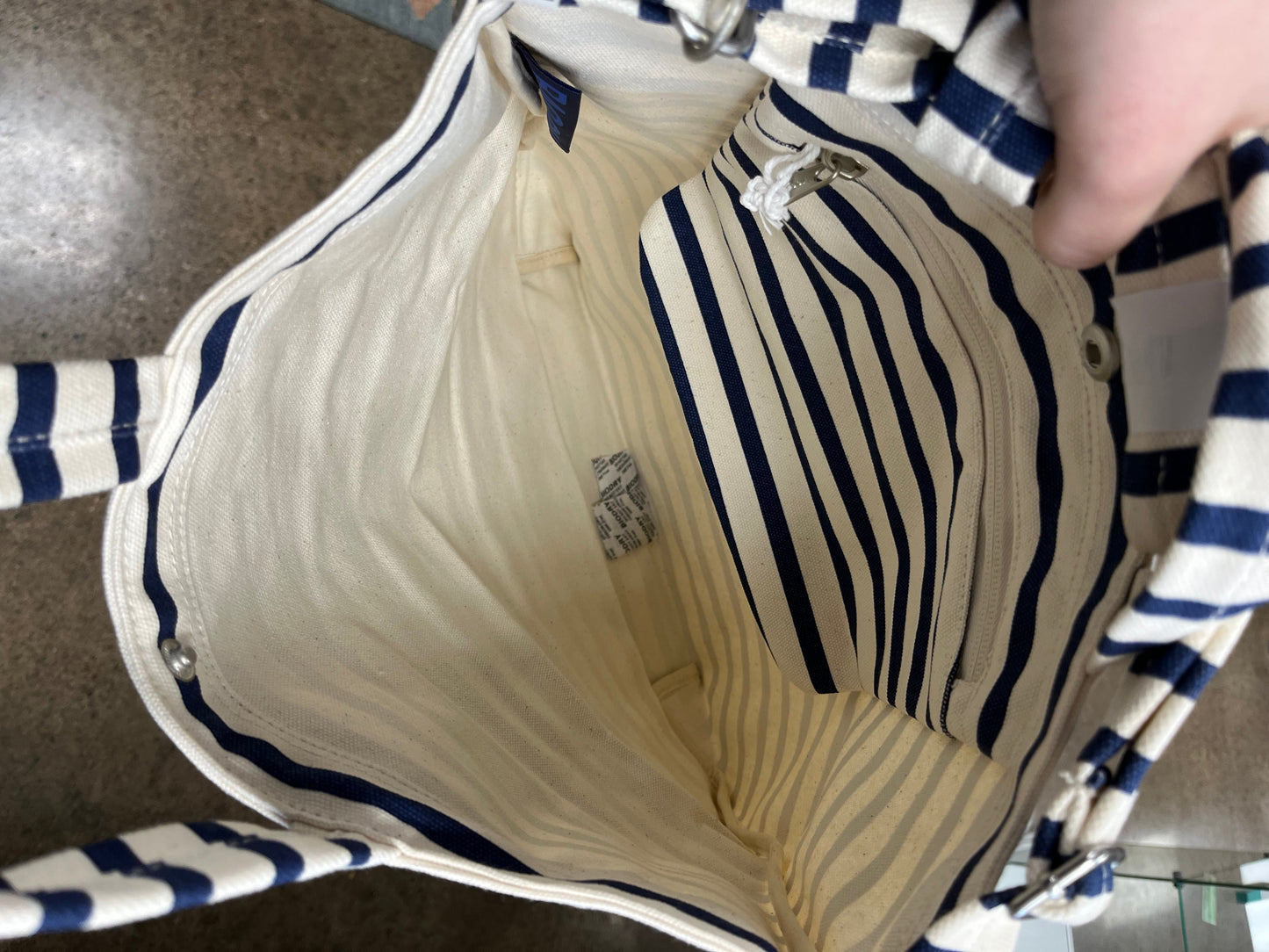 Tote By Baggu In Blue & Cream, Size:Medium