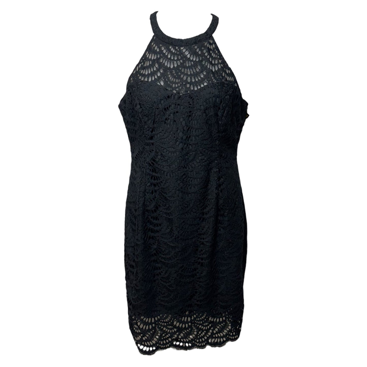Kenna Lace Sheath Dress Designer By Lilly Pulitzer In Onyx Scalloped Fan Lace, Size: M ESTIMATED