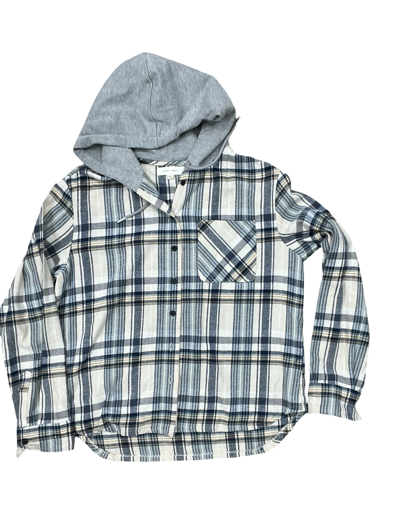 Jacket Shirt By Clothes Mentor In Blue & White, Size:Xs