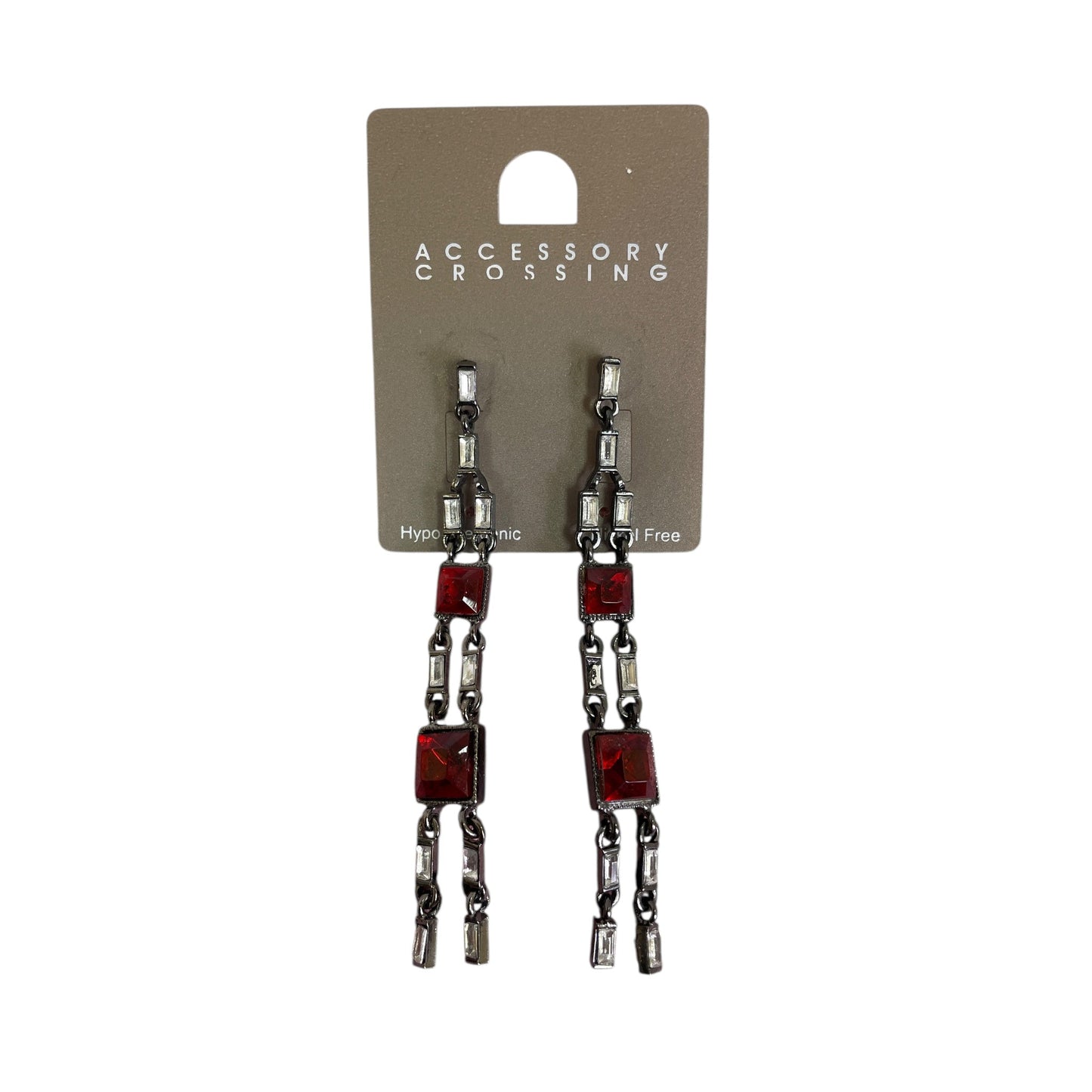 Earrings Dangle/Drop By Accessory Crossing In Red & Silver