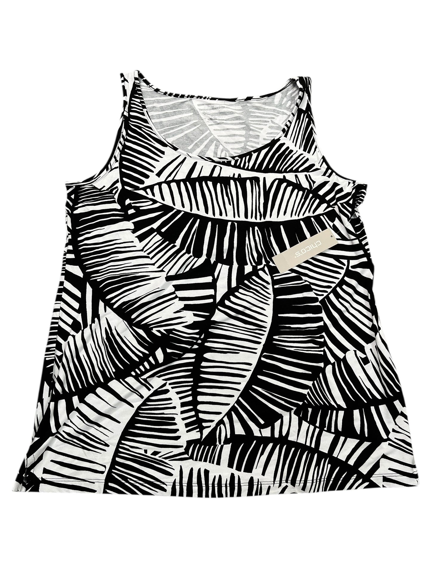 Top Sleeveless By Chicos In Black & White, Size:M