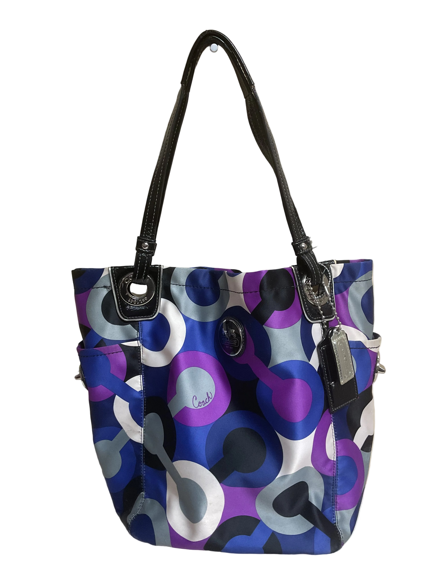 Handbag Designer By Coach In Blue & Purple, Size:Medium