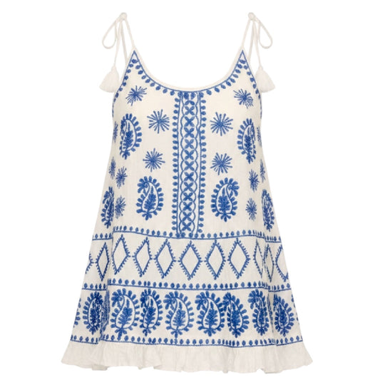 Millie Slip Dress By Pranella In Blue & White, Size: 2