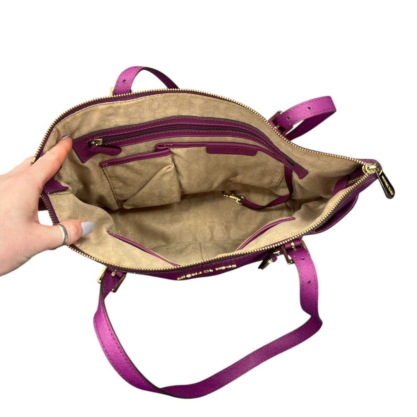 Handbag Designer By Michael Kors In Purple, Size:Large